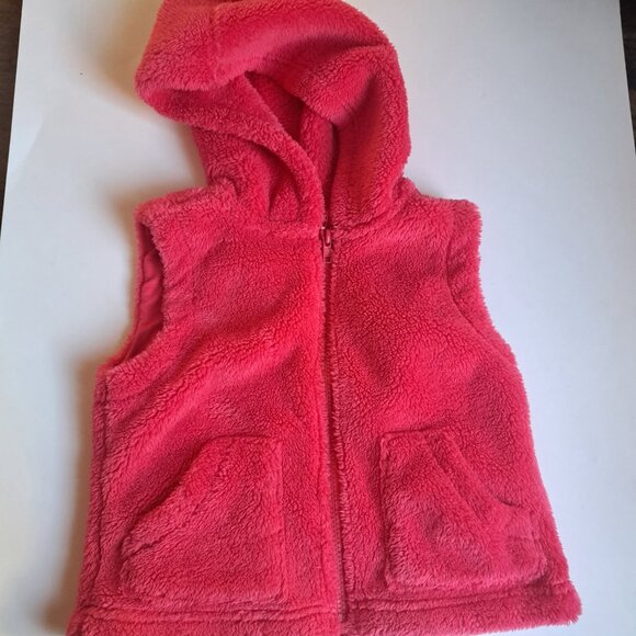 Gymboree soft plush sleeveless zipper vest pink orange size 4-5 - Picture 1 of 3